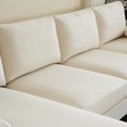 thumbnail image 4 of U-Shaped Sectional Sofa with Double Chaise, 110" Linen Fabric Couch Sofa with Metal Legs and Removable Cushions, Armrests, 4-Seat Sectional Couch for Living Room, Apartment, Office, Beige, 4 of 7