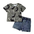 thumbnail image 3 of Jamsmile Toddler Boys Outfit Sets Summer Short Sleeve Dinosaur Print Tshirts With Denim Shorts Two Piece Daily Wear, 3 of 7