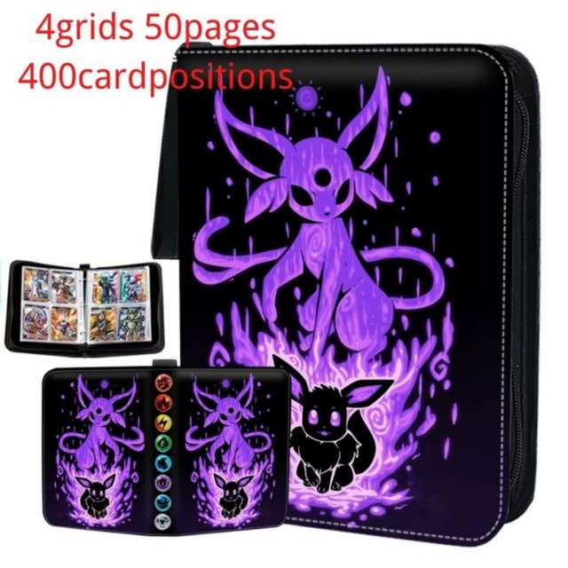 Carpeta de cartas de Pokémon para niños, álbum de fotos con cremallera de PU, soporte para tarjetas, colección de juguetes, carpeta de cartas, pasatiempos, 400 piezas