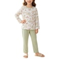 thumbnail image 2 of Amidoa Girls 2 Piece Outfits Fall Winter Clothes Print Soft Long Sleeves Top and Pants Kids Clothing Sets Mint Green Size 6-7 Years, 2 of 7
