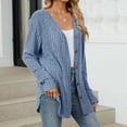 thumbnail image 5 of ZyeKqe Women's Long Sleeve Cardigan Open Front Button down Ribbed Knit Lightweight Outerwear with Pocket, 5 of 8