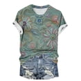 thumbnail image 2 of Cilsoka Trendy Shirts for Women Short Sleeve, Womens Summer Short Sleeve Tops Floral Printed T Shirts Casual Basic Graphic Tees, Floral Print Tshirts, 2 of 5