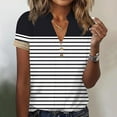 thumbnail image 2 of QATAINLAV 2024 Summer Womens Tops Sexy Button V-Neck Lace Short Sleeve Blouses Fashion Striped Prints Henley Shirts Casual Loose Going Out Pullover Lightning Sales Navy L, 2 of 5