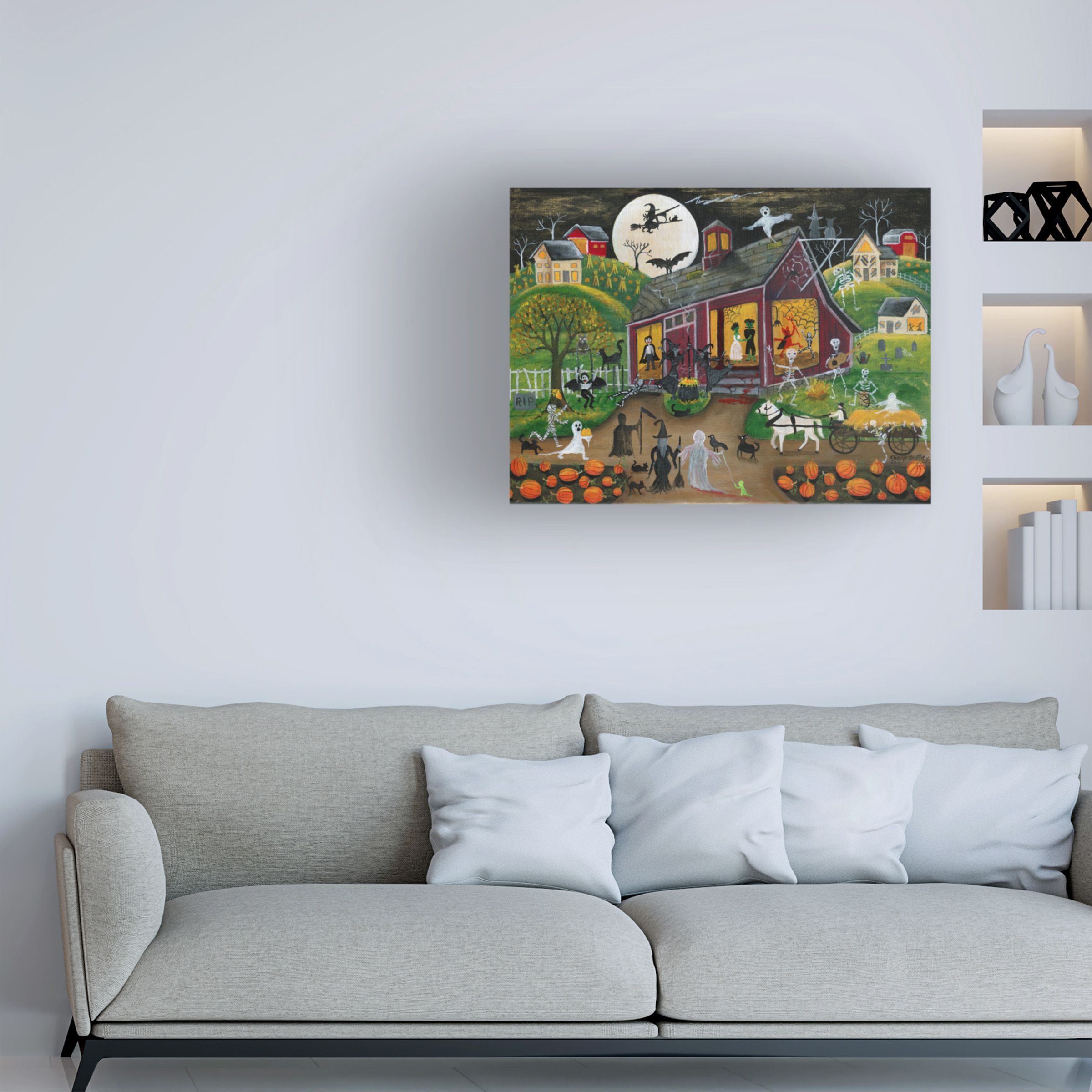 Trademark Fine Art 'Ho Down Barn Dance Halloween' Canvas Art by Cheryl Bartley