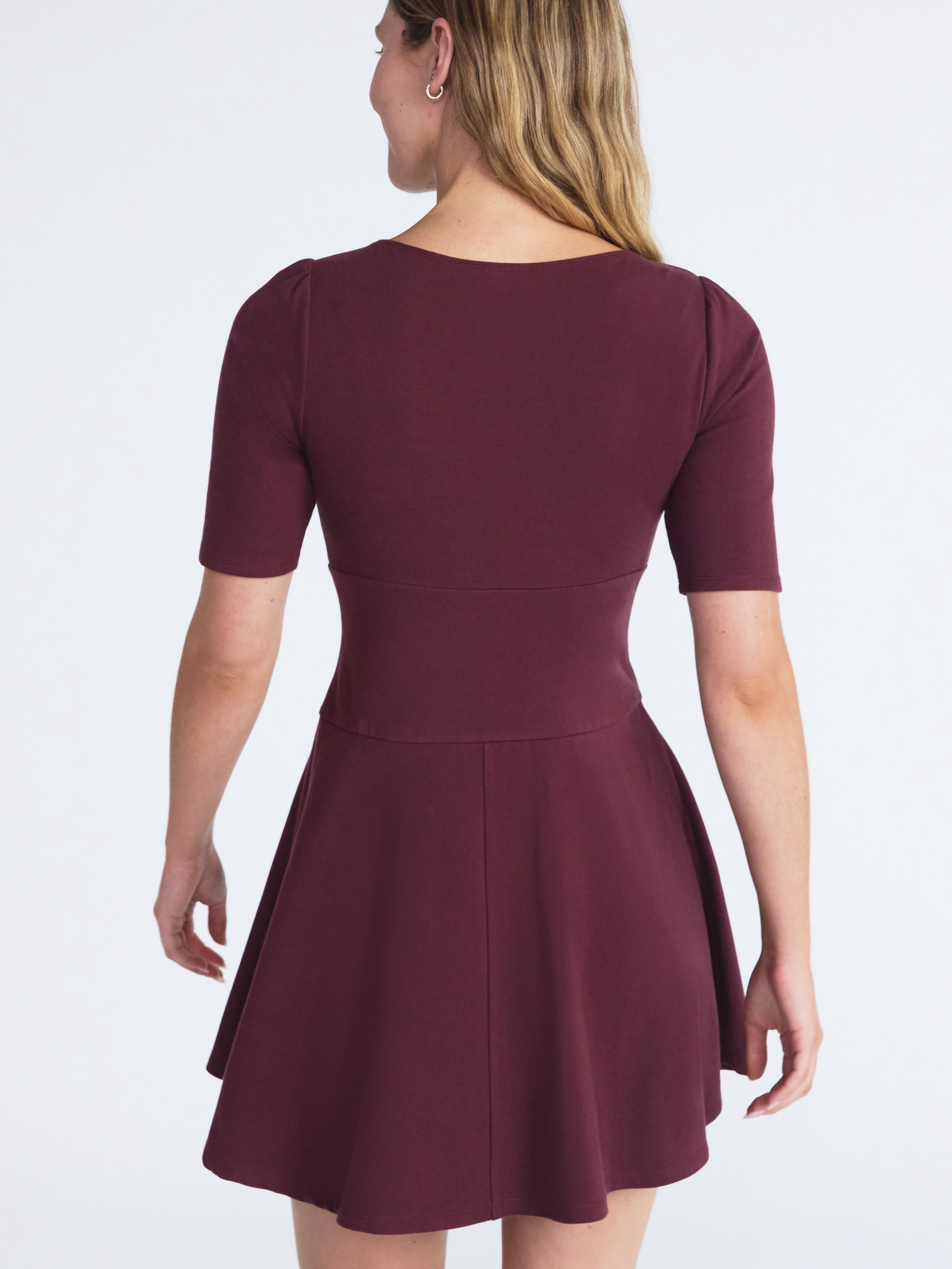 Scoop Women’s Knit Mini Skater Dress with Elbow Length Sleeves, Sizes XS-XXL