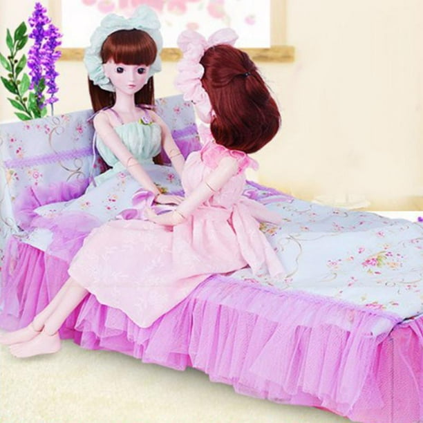 Lovely Mini Cardboard Bed Model Bedding Set Mattress Pillows Dolls House Bedroom Furniture for Night Lolita 1 3 BJD Doll Accessories