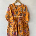 thumbnail image 2 of Orange Pattern, Floral Design Dresses, Handmade Cotton Dress, Block Printed Dresses, Hand Printed Dress,Cotton, Patch Dress, Long Dresses, 2 of 8