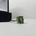 thumbnail image 2 of Beautiful 3.6ct Emerald Cut Peridot Ring Sterling Silver Ring Size 5 6 7 8 9 Trending Jewelry Gemstones Lab, 2 of 3