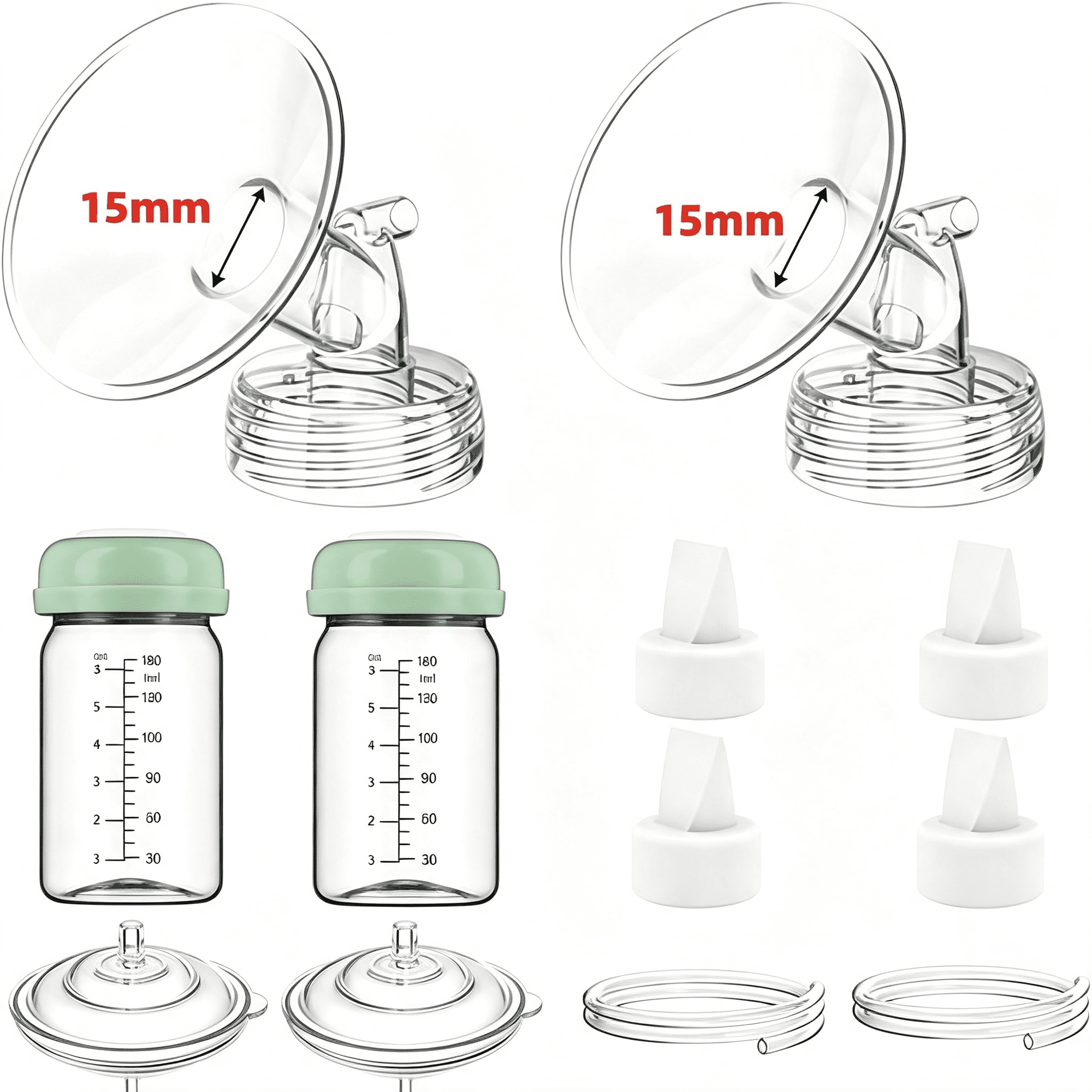 XIRQI 14Mm Pump Parts Compatible with S1 S2 9 Plus,Flange|Replacement Kit Lncludes Duckbill Valve,Tube,Backflow Protector Comfortable Fit Flange Inserts