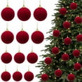 thumbnail image 6 of Bright Red Flocked Ball Christmas Ornaments, 4 Count, 6 of 7