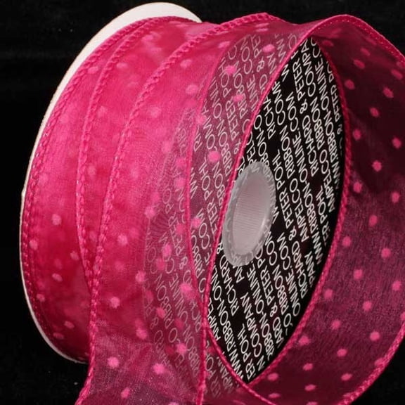 The Ribbon People Hot Pink Polka Dotted Wired Craft Ribbon 4" x 40 Yards