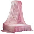 thumbnail image 1 of Dôme Universel Entrée Simple Maille Fine Lit Rideau de Dentelle Princesse Style Chambre Décoration Installation Facile Rose, 1 of 7