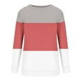 thumbnail image 5 of JUUYY Color Block Sweatshirts for Women Trendy Long Sleeve Striped Printed Crew Neck Graphic Shirts Loose Oversized Relaxed Fit Cotton T-Shirt Tops Gray#01 XXL, 5 of 5