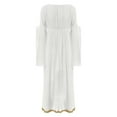 thumbnail image 5 of iiniim Women's Halloween Greek Toga Christmas Dance Angel Dress Cold Shoulder White Maxi Gown Ivory 4XL, 5 of 7