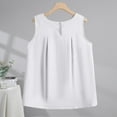 thumbnail image 4 of Bixock Women's Loose Summer Tank Tops,Plus Size Sleeveless Blouse,Solid Color Faux Linen Crew Neck Button Slit Hem Sleeveless Tops, 4 of 5