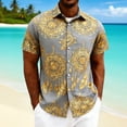 thumbnail image 2 of Mens Casual Manga Corta Botón Abajo Camisas Impresas Vacaciones Cuello Abierto Superior, Poliéster Suave Verano Playa Desgaste, 2 of 7