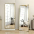 thumbnail image 3 of Lumora 58.3"x 18" Rectangular Full Length Mirror With Stand Wall Mounted or Leaning Floor Mirror, Gold, 3 of 6