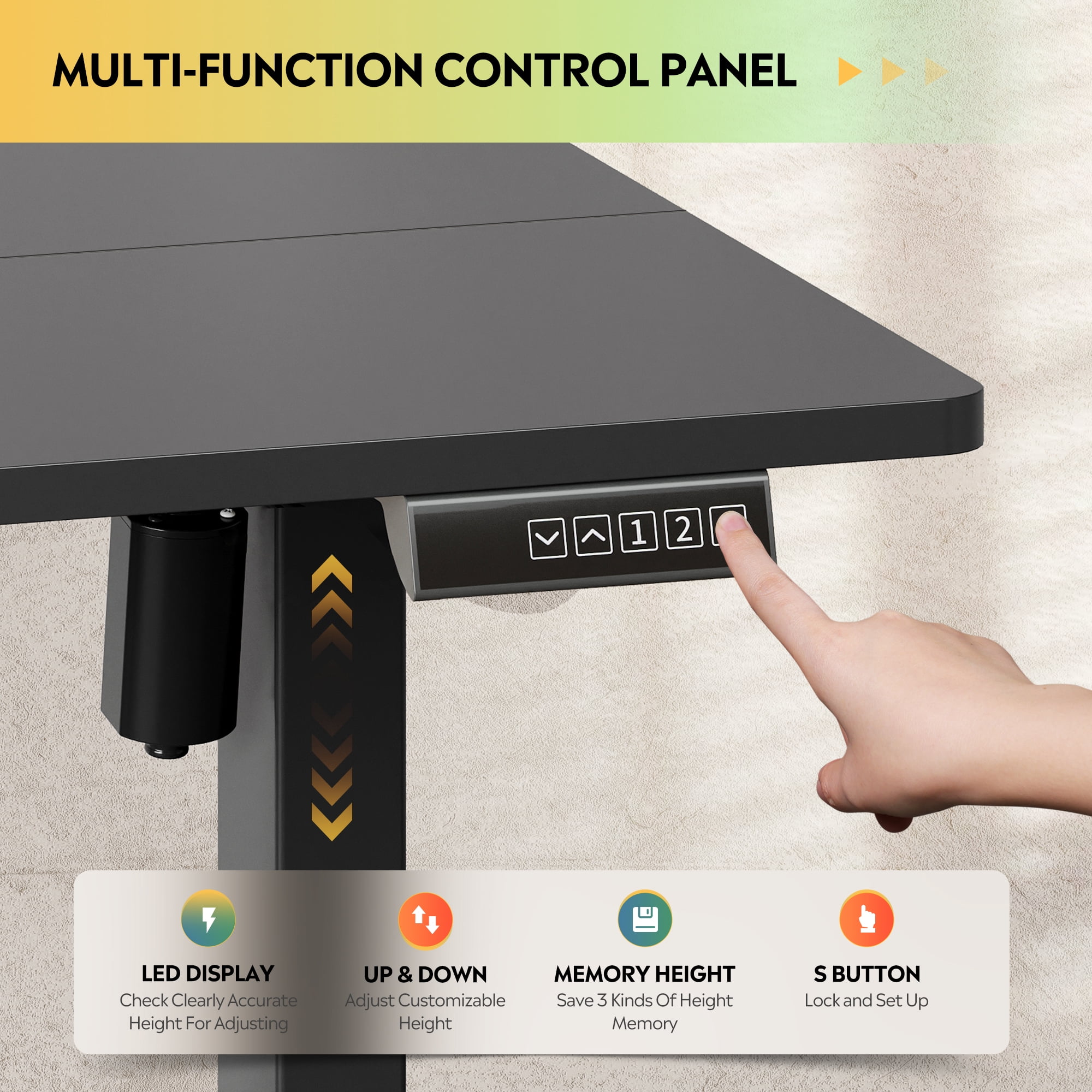 GALAXHERO 55 x 28 Inches Electric Standing Desk - Height Adjustable Stand Up Desk for Home Office, Ergonomic Sit to Stand Workstation with Phone Holder, Black