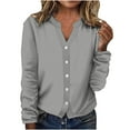thumbnail image 2 of Sakmal Gray Coats for Women Casual Long Sleeve Sleeve Comfy Button Down Solid Jackets for Women, 2 of 5