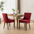 thumbnail image 2 of Fabric Upholstered Dining Chairs Set of 2, Tufted Dining Room Chairs with Curved Back and Bronze Nail Head, Thickened Dining Chairs with Solid Wood Legs for Kitchen Dining Room, Burgundy, 2 of 9