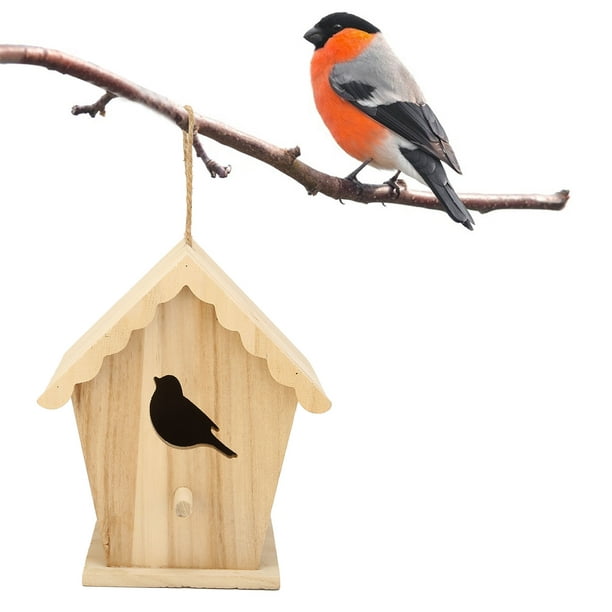 Nichoir pour oiseaux à suspendre à l'extérieur, maisons de nidification pour  colibris pour l'extérieur avec corde, cabane/nid confortable pour oiseaux  sauvages Audubon Finch Canary Song Sparrow, lot de 2 (forme de cabane) 