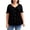 Black, variant on Oversized Tshirts for Women V Neck Short Sleeve Tunic Tops with Single Row Button Front Ruffle hem Pleated Shirts Casual Loose Fit Solid Clothes Black 2XL