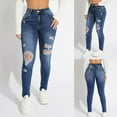 Rlmidhb Jeans for Women Distressed Blue 2025 Skinny Work Pants Denim