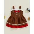 thumbnail image 2 of Suealasg Toddler Girl Christmas Dress Gingerbread Man Print Christmas Dress Sleeveless A-Line Dress 1T 2T 3T Baby Girls Fall Clothes, 2 of 8
