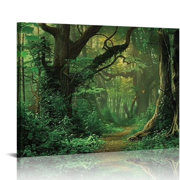 Autua Trees Path Forest Canvas Print Wall Art Decor for Living Room Bedroom Home Office 20x16in