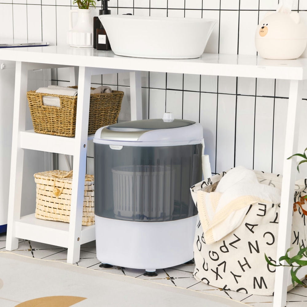Topcobe Portable Mini Washing Machine Semi-Automatic Washer and Spinner Combo with Single Tub, Space Saving Compact Washer-Gray
