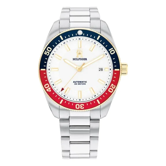 Tommy Hilfiger Automatic 1710551 White Dial Silver Bracelet 40mm Mens Watch