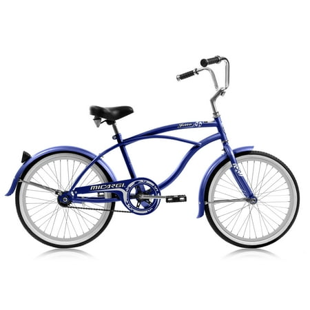 Wonder Wheels 20 Ft. Beach Cruiser Coaster Brake Single Speed Bicycle  Bike  Stainless Steel Spokes One Piece Crank Alloy Rims 36 H - Blue