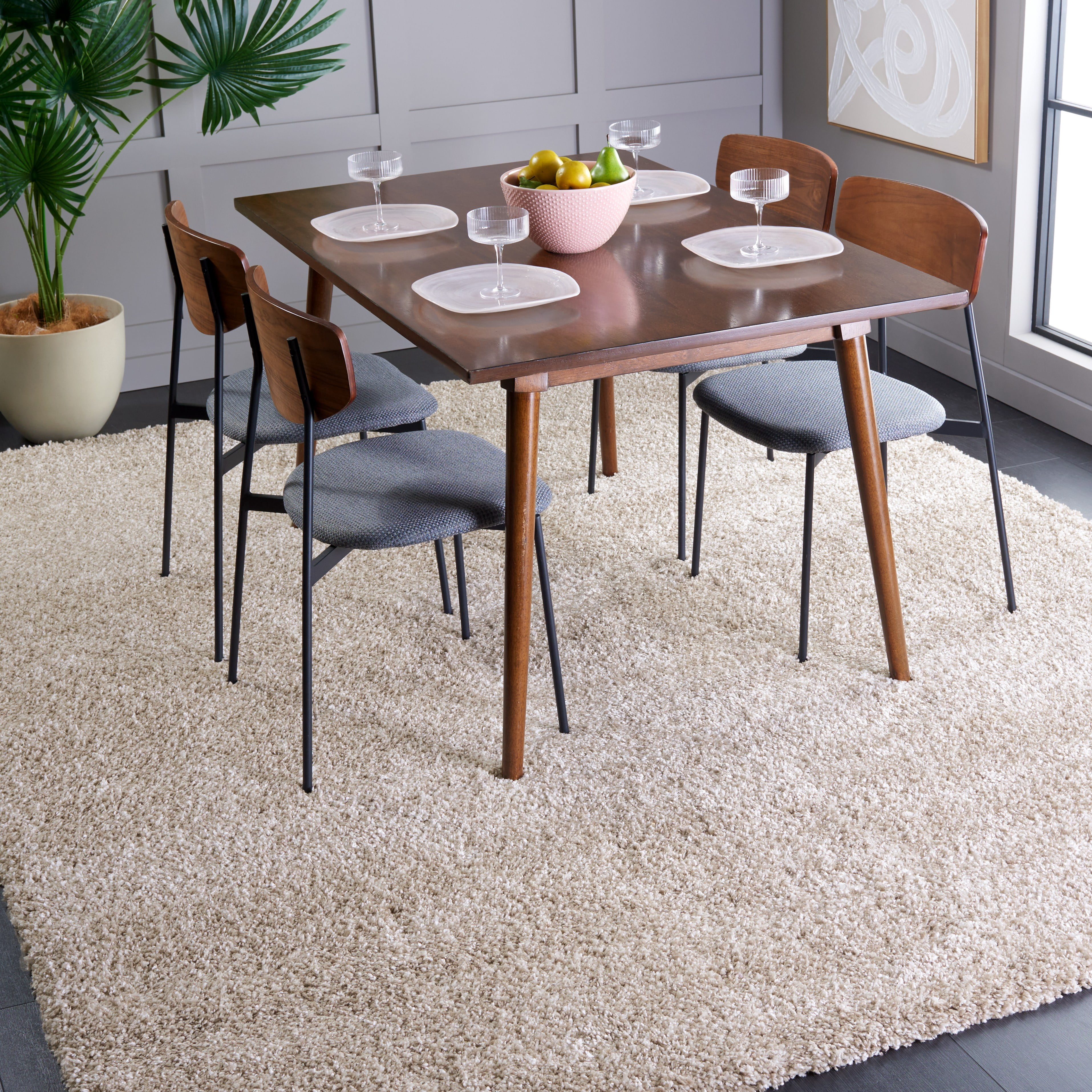 SAFAVIEH Martha Stewart April Solid Shag Area Rug, Beige, 8' x 10'