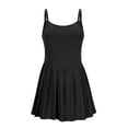 thumbnail image 5 of CFLVAEK Summer Athletic Tank Dresses for Women Vintage Pleated Skirt Dress Solid Workout Corset Dresses Casual Square Neck Sleeveless Dress, 5 of 9