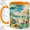 Orange, variant on Tropical Beach Accent Mug, 11oz Ceramic Coffee Cup for Beach Lovers