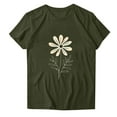 thumbnail image 3 of ZQUUVOU Women's T-Shirt Print Floral Round Neck Short Sleeved Blouse Olive Green (S), 3 of 3