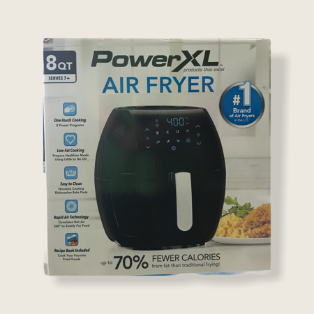 Large 8-Quart Non-Stick Air Fryer with One-Touch Digital Display, Black