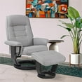 thumbnail image 4 of Pemberly Row Contemporary Gray Leather Swivel Recliner with Matching Ottoman, 4 of 5