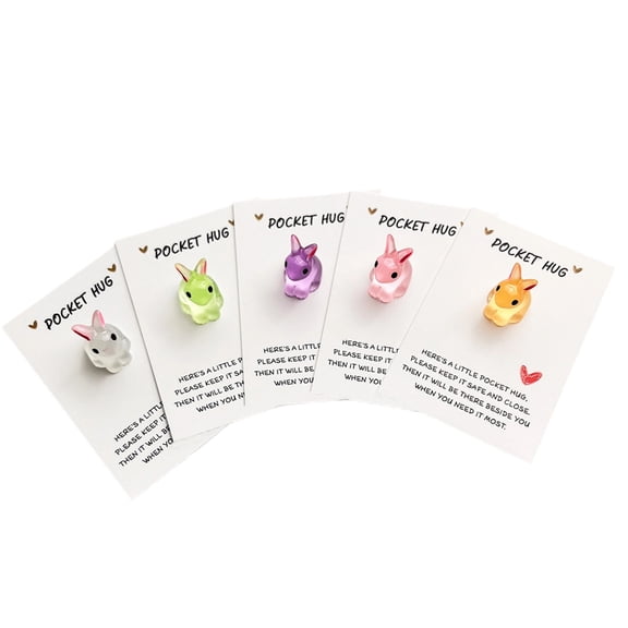 Elainilye Easter Greeting Card Set 5 Pack, Cute Pocket Heart Hug Birthday Cards with Envelopes, Bulk Wholesale Jewelry Card for Gift, Party Favor