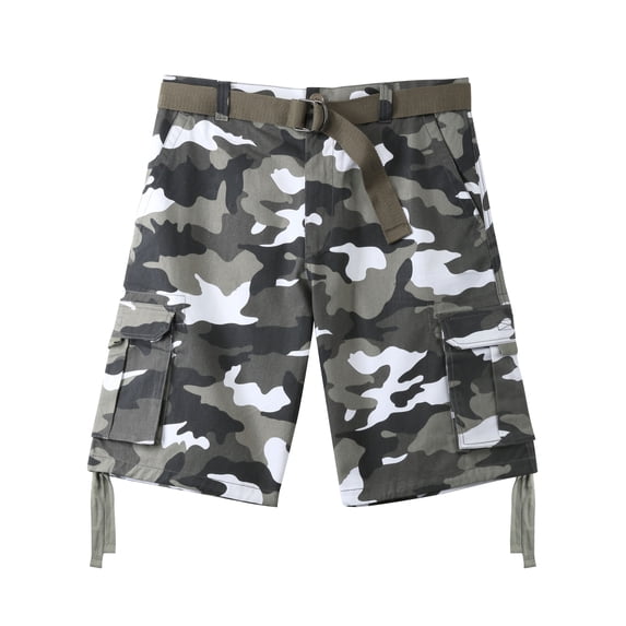 Hat and Beyond Men's Comfort Utility Multi Pockets Twill Cargo Shorts with Belt