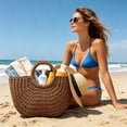 thumbnail image 5 of Handmade Straw Rattan Woven Semicircle Tote Bag, Summer Beach Handbag for Women, Portable Half-Moon Shape Shoulder Bag for Travel Vacation Daily Shopping, B, 5 of 7