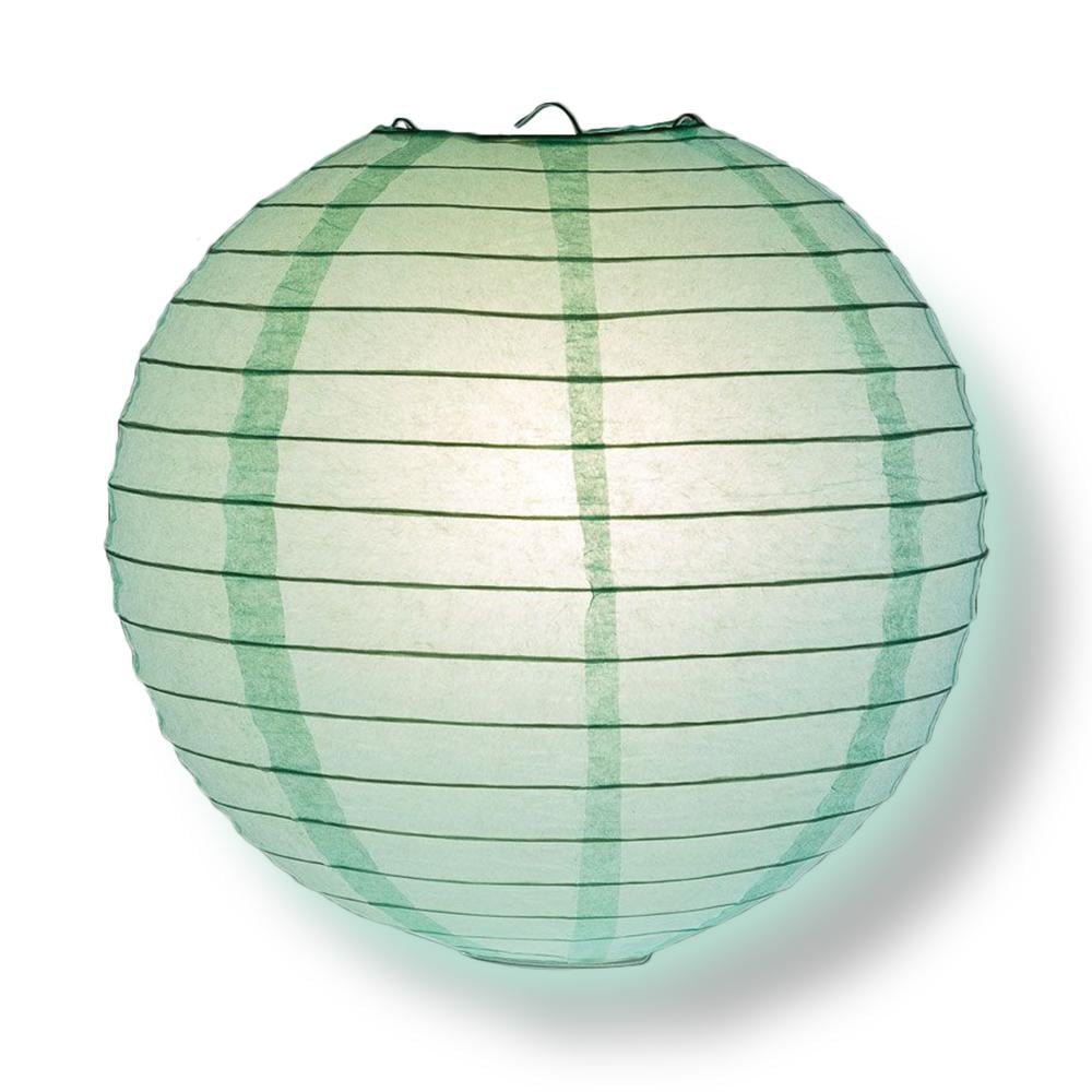 Quasimoon PaperLanternStore Decorative Paper Lantern - (Single, 8-Inch, Cool Mint Green, Even Ribbing) Round Paper Lantern - Ideal Wedding and Party Decor or Home Accent, Lighting Optional