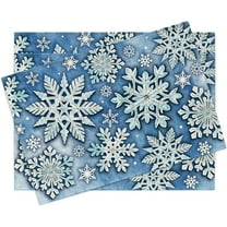 Winter Blue Snowflake Placemats Set of 4, Snow Dining Place Mats Table Decor, Christmas Seasonal Home Kitchen Decoration 12 x 18 Inch