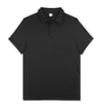 thumbnail image 2 of Mens Polo Shirts Solid Color Lapel Loose Outdoor Pockets Short Sleeved Collar Golf Button Shirts for Men Black XL, 2 of 7