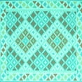 thumbnail image 1 of Ahgly Company Machine Washable Indoor Square Southwestern Turquoise Blue Country Area Rugs, 7' Square, 1 of 4