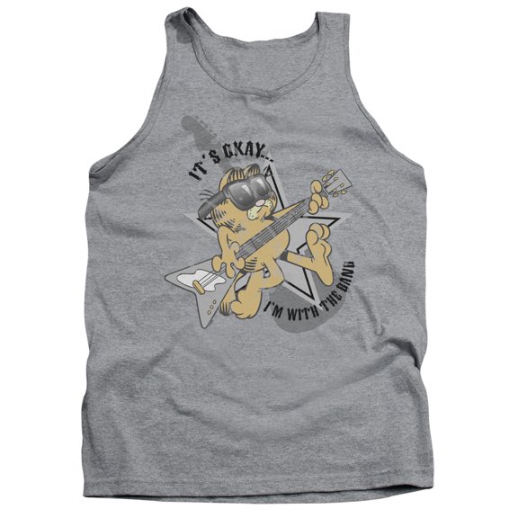 Garfield Im With The Band Adult Tank Top Athletic Heather