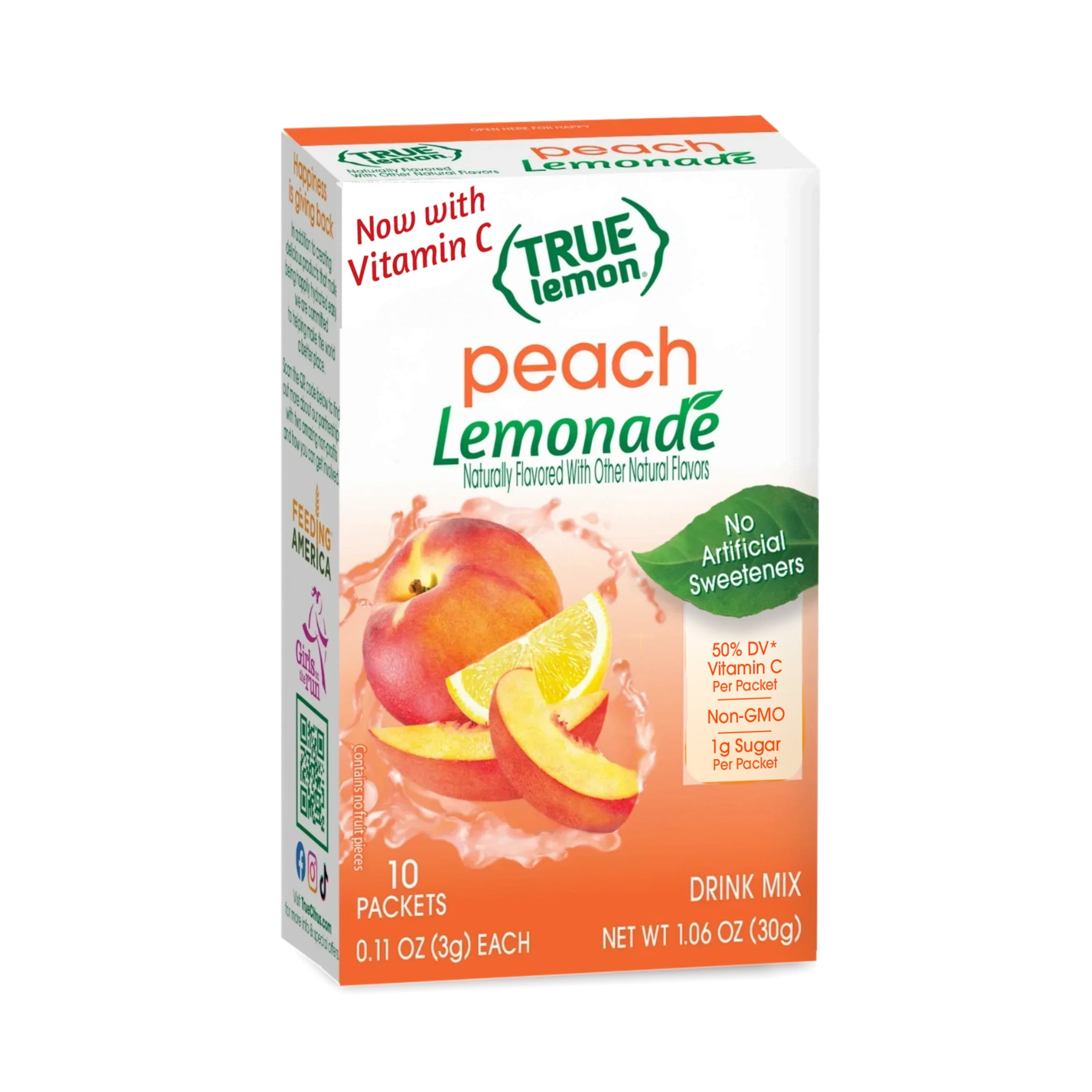 True Lemon Peach Lemonade, Stevia Sweetened, Caffeine-Free, (10