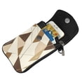 thumbnail image 3 of Cross-Body Bag Flip Phone Bag 7.6inx4.9in Durable Waterproof Pu Leather Small Size But Spacious Magnet Button Tan Geometric Lines_1, 3 of 5