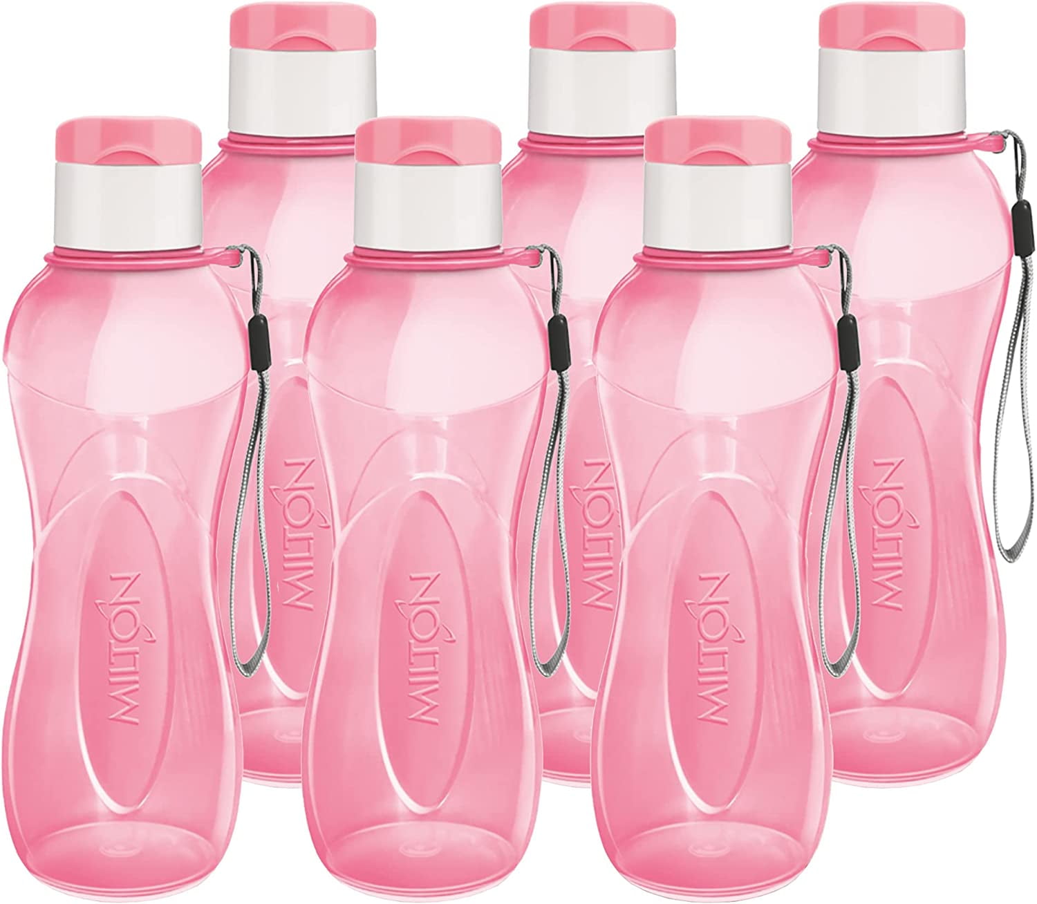 Milton Sports Water Bottle Kids Reusable Leakproof 25 oz 4-Pack Plastic Wide Mouth Large Big Drink Bottle BPA & Leak Free with Handle Strap Carrier