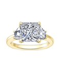 thumbnail image 1 of 1.00 Carat Excellent Princess Cut Real Diamond Latest Design Three Stone Engagement Ring for Ladies Solid 14K Yellow Gold Size 7.5, 1 of 8